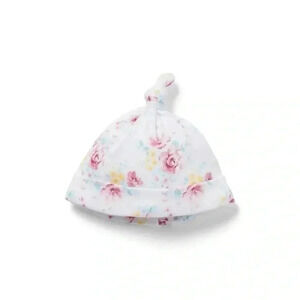 NWT Janie and Jack baby white floral knot beanie